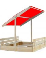 Fa Homokozó Napellenzős Impregnált 120 cm X 120 cm Piros