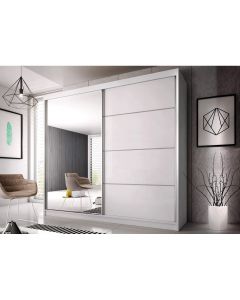 Firenze203 M35 magasfényű ajtó, matt vázas gardróbszekrény fehér-fehér