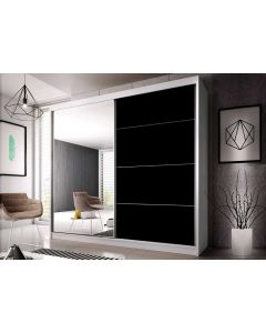 Firenze203 M35 magasfényű ajtó, matt vázas gardróbszekrény fehér-fekete