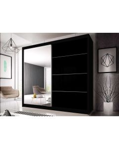 Firenze203 M35 magasfényű ajtó, matt vázas gardróbszekrény fekete-fekete