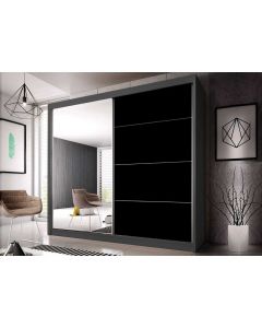 Firenze233 M35 magasfényű ajtó, matt vázas gardróbszekrény grafit-fekete