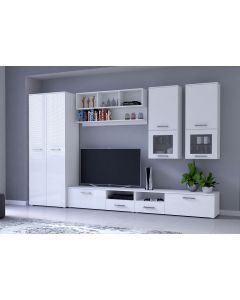 Foggia S modern vonalvezetésú nappali szekrénysor fehér-magasfényű fehér