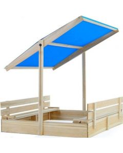 Fa Homokozó Napellenzős Impregnált 120 cm X 120 cm Kék