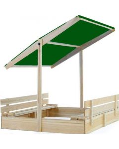 Fa Homokozó Napellenzős Impregnált 120 cm X 120 cm Zöld