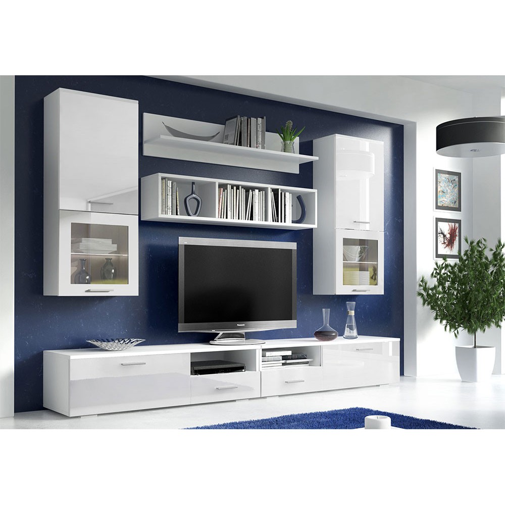 Foggia, modern vonalvezetésű nappali bútor fehér-magasfényű fehér